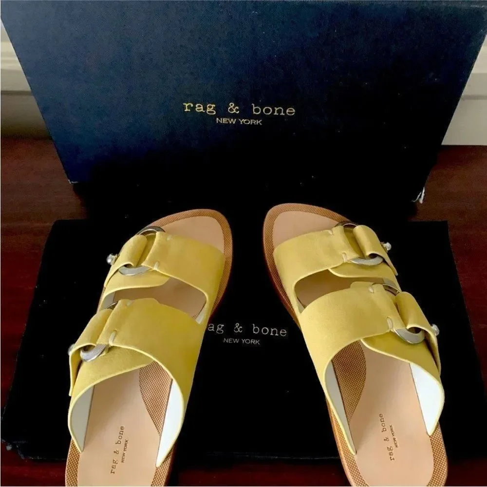 Rag&Bone Women’s strappy suede Leather upper/lining slide sandal Size 6 NIB